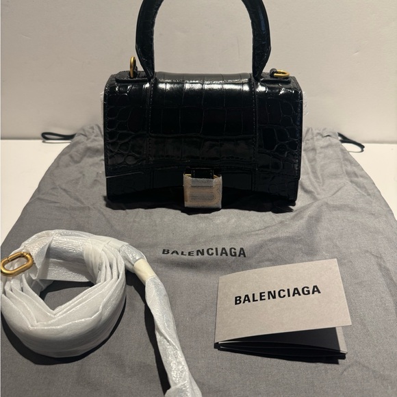 Balenciaga NEW XS Hourglass black croc - Picture 2 of 13